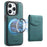 DENIOR D20 For iPhone 15 Pro Max Case Detachable Card Bag Rotary Kickstand Leather+PC+TPU Cover - Blue - 1