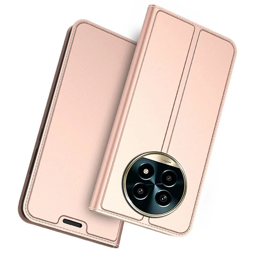 For Realme 13 Pro 5G (Global) / 13 Pro+ 5G (Global) Case PU Leather Phone Cover with Card Holder Stand Magnetic Closure - Rose Gold - 1