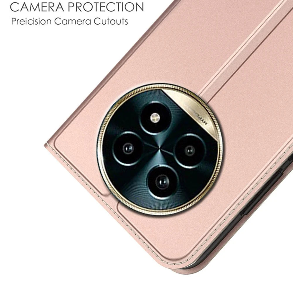 For Realme 13 Pro 5G (Global) / 13 Pro+ 5G (Global) Case PU Leather Phone Cover with Card Holder Stand Magnetic Closure - Rose Gold - 5