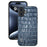 ABEEL For iPhone 16 Cases Genuine Cow Leather+PC+TPU Drop-Proof Cell Phone Cover - Blue - 2