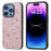 For iPhone 16 Pro Case Glitter Design PU+PC+TPU Protective Phone Cover - Pink - 1