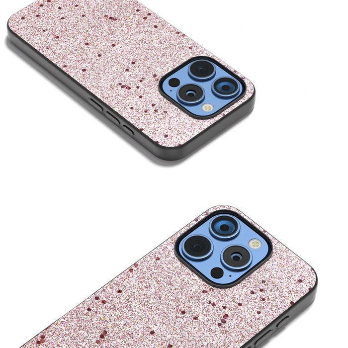 For iPhone 16 Pro Case Glitter Design PU+PC+TPU Protective Phone Cover - Pink - 3