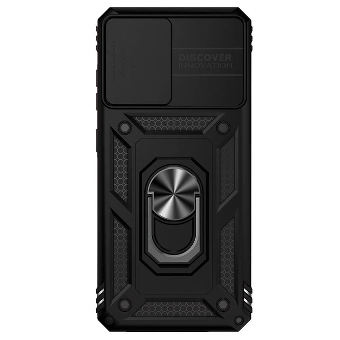 For Samsung Galaxy S20 Plus 4G / 5G Hard PC + Soft TPU Phone Case with Metal Ring Kickstand and Slide Camera Protection - Black - 6