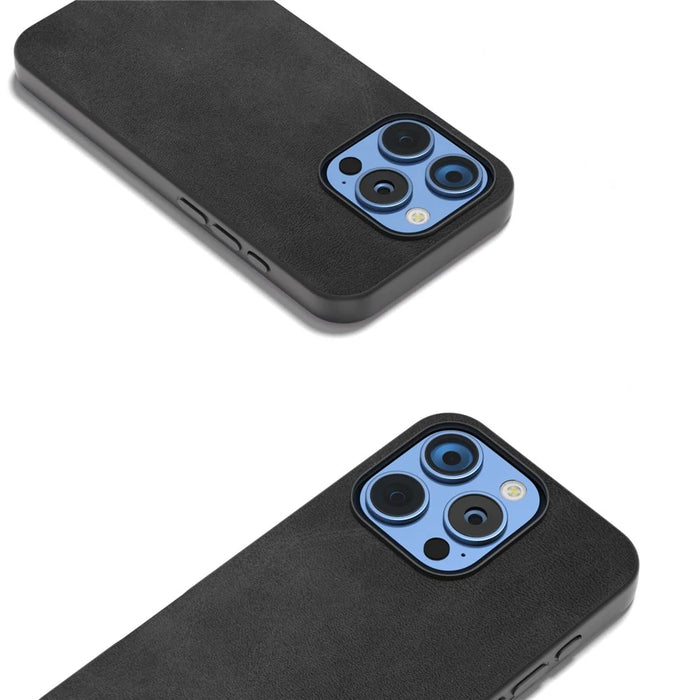 For iPhone 16 Pro Case Cowhide Texture PU+TPU+PC Protective Phone Cover - Black - 3