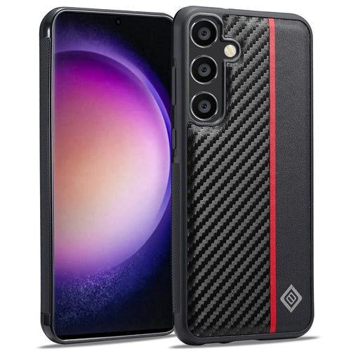 LC.IMEEKE For Samsung Galaxy S24 FE Case Carbon Fiber Texture Leather+TPU+EVA Phone Cover - 1