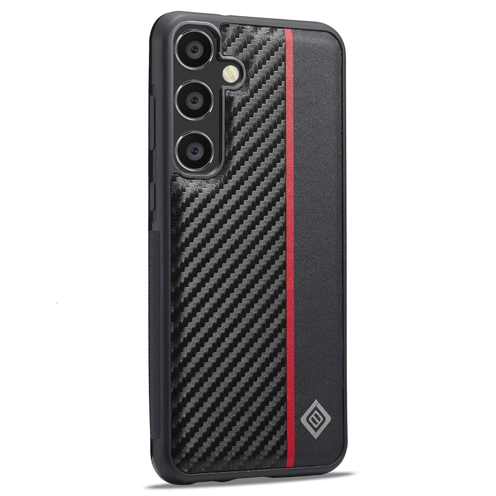 LC.IMEEKE For Samsung Galaxy S24 FE Case Carbon Fiber Texture Leather+TPU+EVA Phone Cover - 3