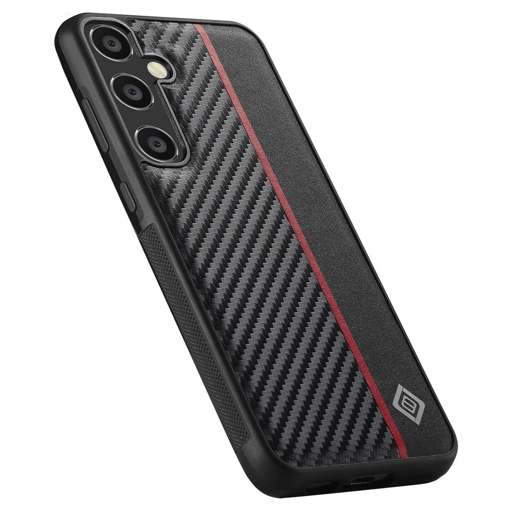 LC.IMEEKE For Samsung Galaxy S24 FE Case Carbon Fiber Texture Leather+TPU+EVA Phone Cover - 5