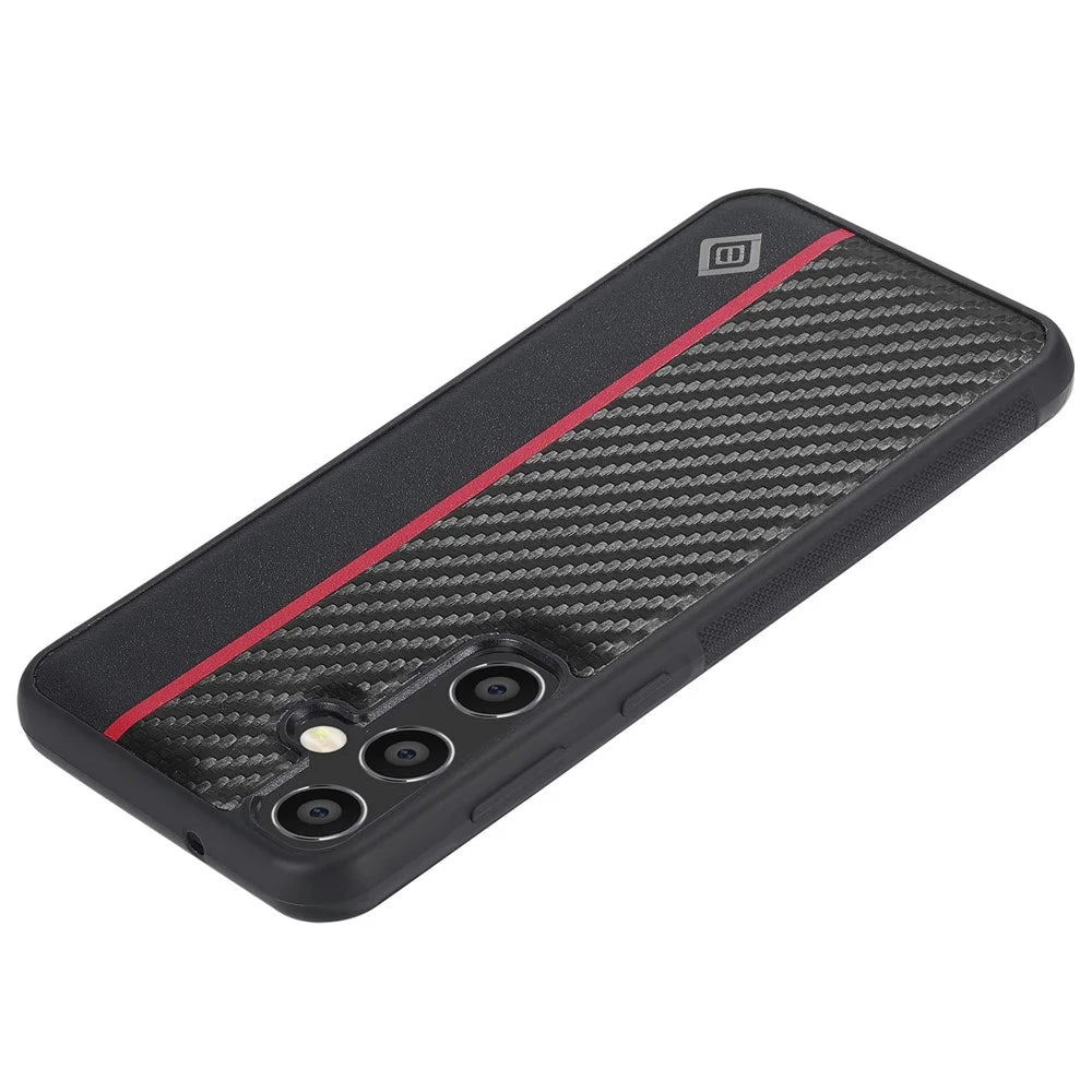 LC.IMEEKE For Samsung Galaxy S24 FE Case Carbon Fiber Texture Leather+TPU+EVA Phone Cover - 6