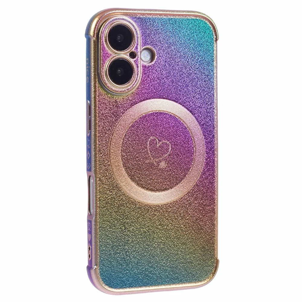 For iPhone 16 Magnetic Case TPU Gradient Electroplated Phone Cover - Colorful - 1