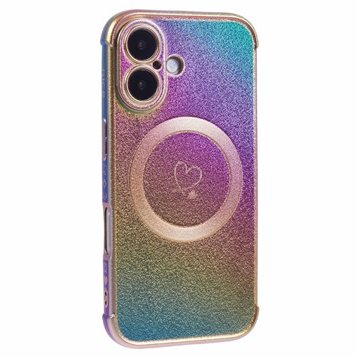 For iPhone 16 Magnetic Case TPU Gradient Electroplated Phone Cover - Colorful - 1