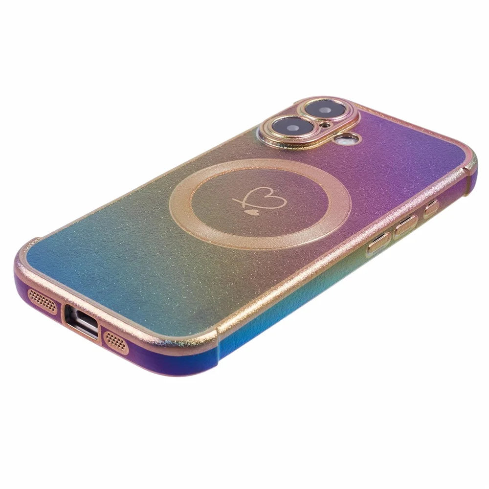 For iPhone 16 Magnetic Case TPU Gradient Electroplated Phone Cover - Colorful - 5