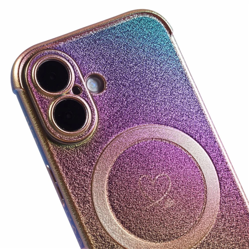 For iPhone 16 Magnetic Case TPU Gradient Electroplated Phone Cover - Colorful - 6