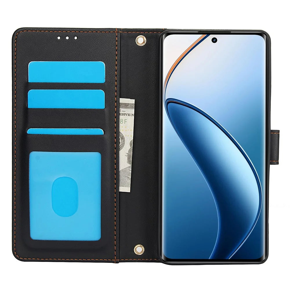 SY-003 For Realme 12 4G / 12+ 5G / Narzo 70 5G / Narzo 70 Pro 5G / P1 5G Case PU Leather Phone Wallet Cover with Hand Strap - Black - 2