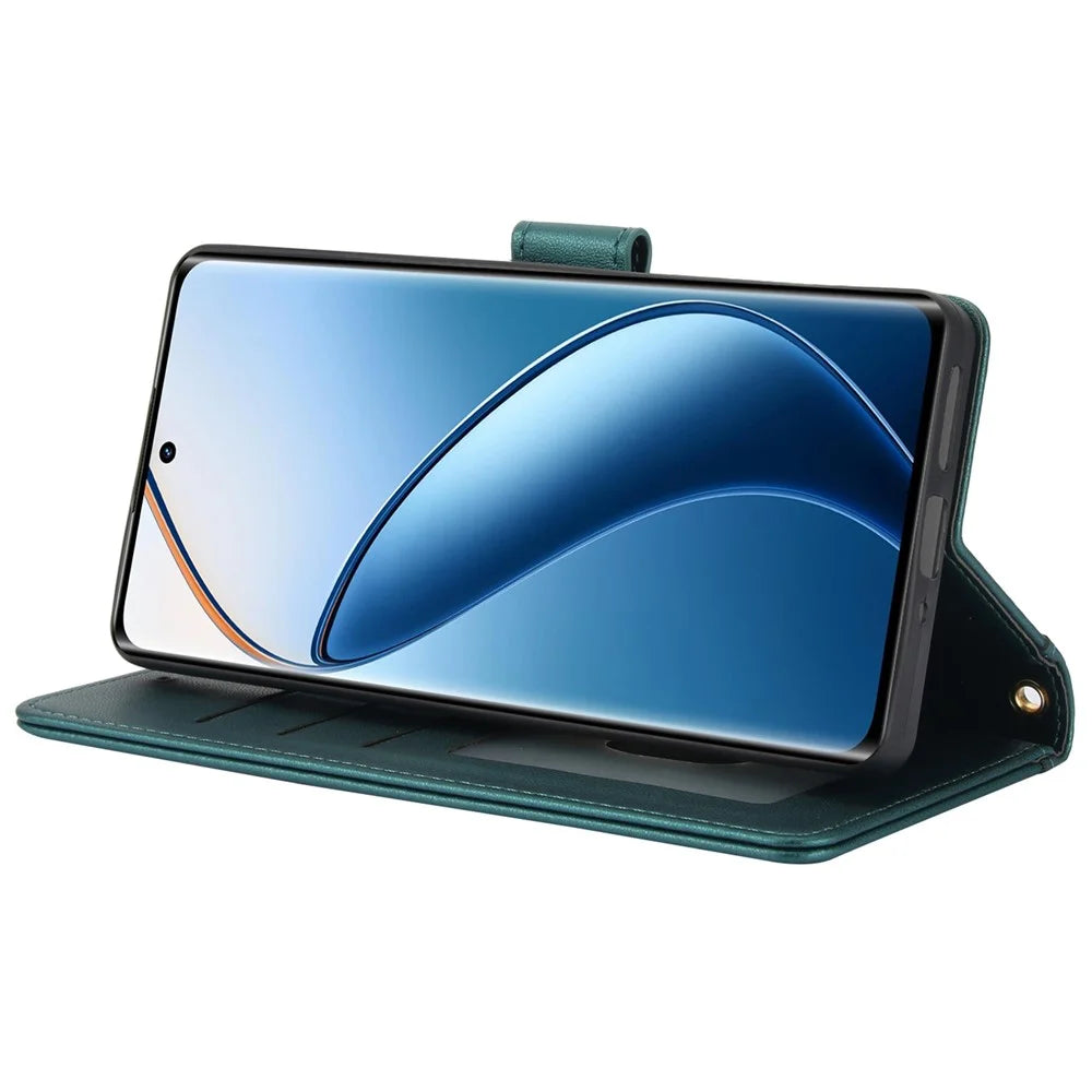 SY-003 For Realme C65 5G / 12 5G / 12x 5G Case PU Leather Stand View Phone Wallet Cover with Hand Strap - Green - 4