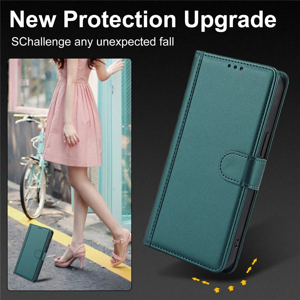 SY-003 For Realme C65 5G / 12 5G / 12x 5G Case PU Leather Stand View Phone Wallet Cover with Hand Strap - Green - 6