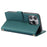 SY-003 For iPhone 14 Pro Case PU Leather Stand View Phone Wallet Cover with Hand Strap - Green - 3