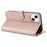 SY-003 For iPhone 14 / 13 Case PU Leather Stand View Phone Wallet Cover with Hand Strap - Pink - 4