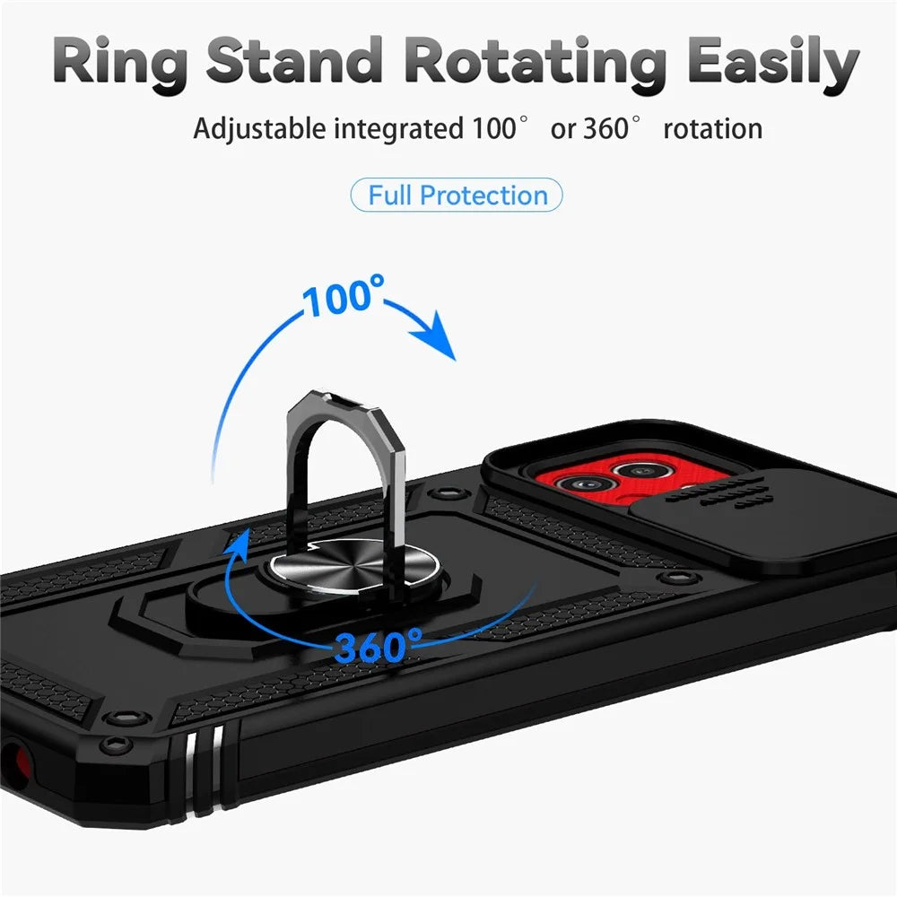 For Samsung Galaxy A03 (166.5mm) PC + TPU Kickstand Phone Case Slide Camera Protection Back Cover - Black - 7