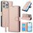 SY-003 For iPhone 16 Pro Case PU Leather Stand View Phone Wallet Cover with Hand Strap - Pink - 1