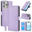 SY-003 For iPhone 16 Pro Max Case PU Leather Stand View Phone Wallet Cover with Hand Strap - Purple - 1