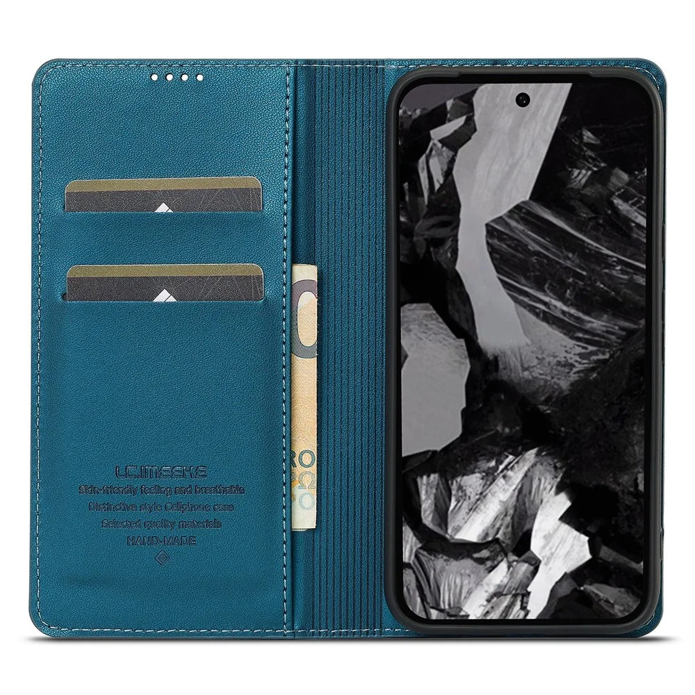 LC.IMEEKE L1 Series for Google Pixel 8a Case PU Leather Wallet Stand Protective Phone Cover - Blue - 2