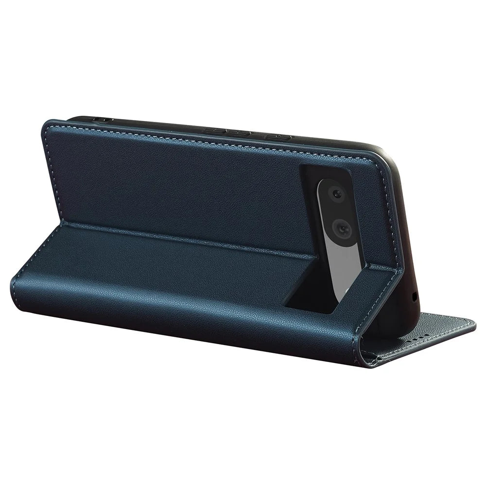 LC.IMEEKE L1 Series for Google Pixel 8a Case PU Leather Wallet Stand Protective Phone Cover - Blue - 3