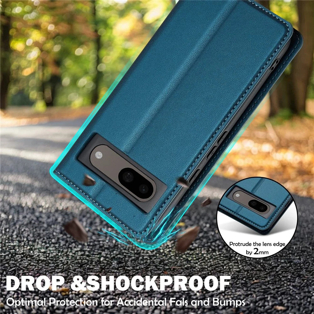 LC.IMEEKE L1 Series for Google Pixel 8a Case PU Leather Wallet Stand Protective Phone Cover - Blue - 7