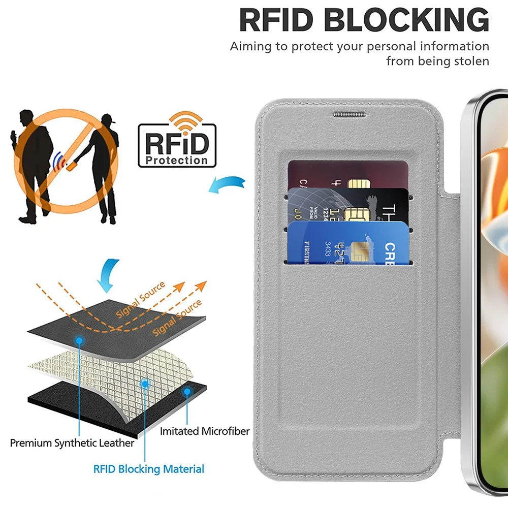 For Google Pixel 9 Magnetic Case Rhombus PU Leather Phone Cover - Titanium Grey - 3