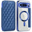 For Google Pixel 9 Pro XL Magnetic Case Rhombus PU Leather Phone Cover - Sapphire - 1