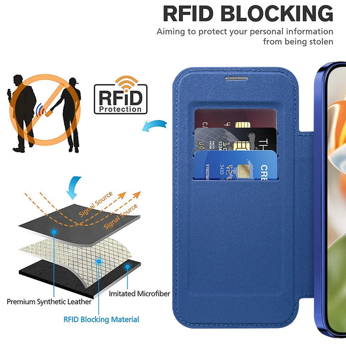 For Google Pixel 9 Pro XL Magnetic Case Rhombus PU Leather Phone Cover - Sapphire - 3
