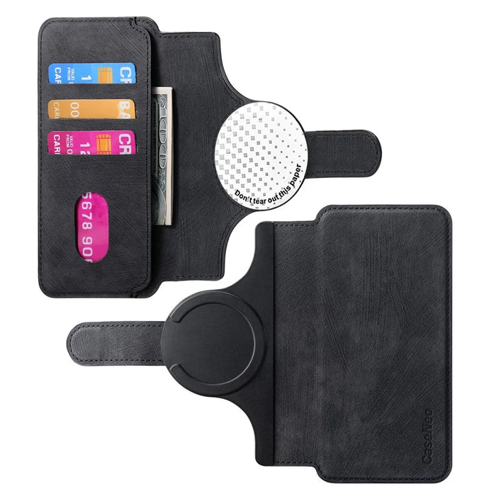 CASENEO MW-03S Magnetic Detachable Phone Cover for 6.9 inch Phone Retro Leather Wallet Stand - Black - 4