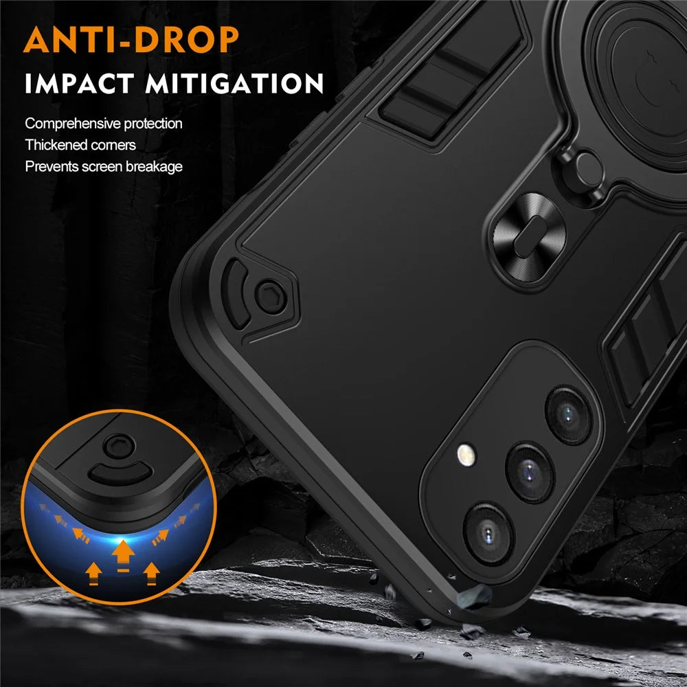 For Samsung Galaxy S24 Case Rotatable Kickstand PC+TPU Drop Protection Phone Cover - Black - 7