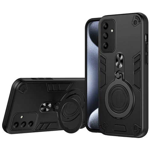 For Samsung Galaxy A05s 4G Case Rotatable Kickstand PC+TPU Drop Protection Phone Cover - Black - 1