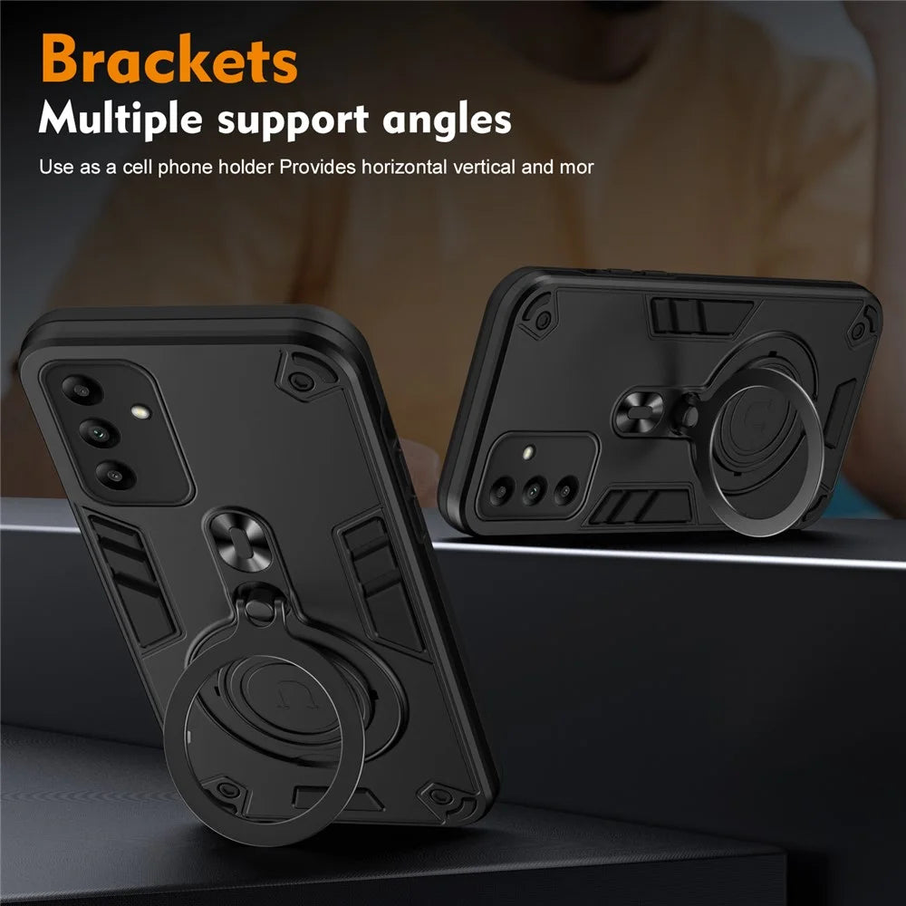 For Samsung Galaxy A05s 4G Case Rotatable Kickstand PC+TPU Drop Protection Phone Cover - Black - 4