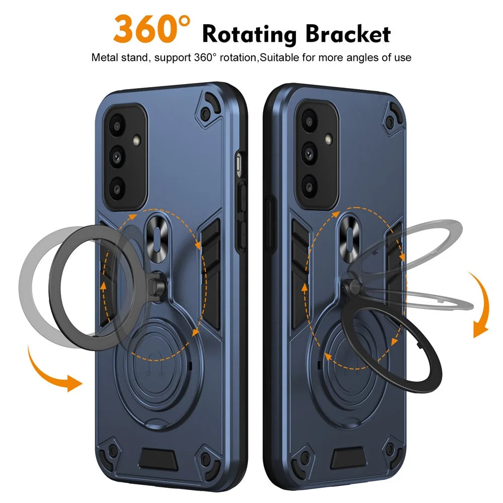 For Samsung Galaxy A15 4G / 5G Case Rotatable Kickstand PC+TPU Drop Protection Phone Cover - Blue - 2