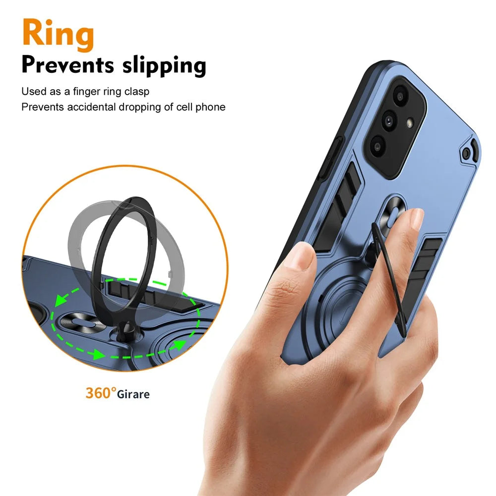 For Samsung Galaxy A15 4G / 5G Case Rotatable Kickstand PC+TPU Drop Protection Phone Cover - Blue - 3
