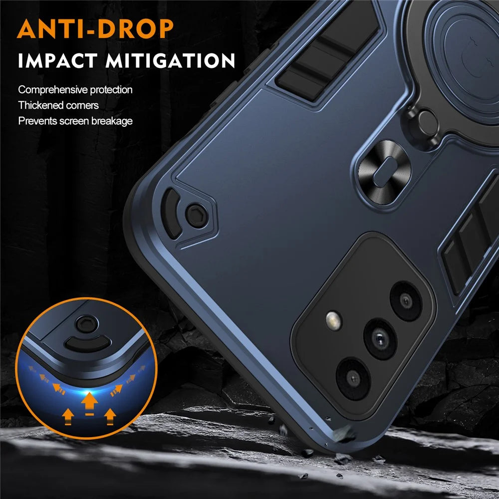 For Samsung Galaxy A15 4G / 5G Case Rotatable Kickstand PC+TPU Drop Protection Phone Cover - Blue - 7
