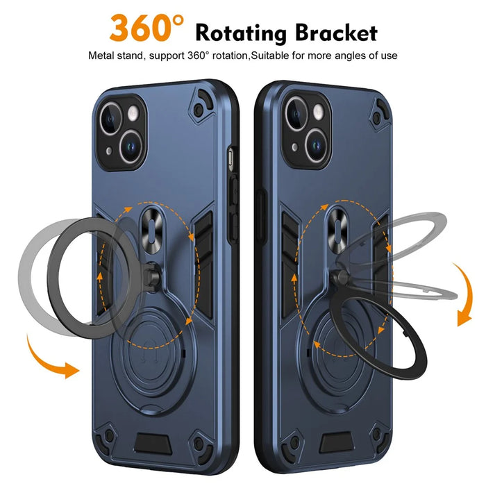 For iPhone 14 Plus Case Rotatable Kickstand PC+TPU Drop Protection Phone Cover - Blue - 2