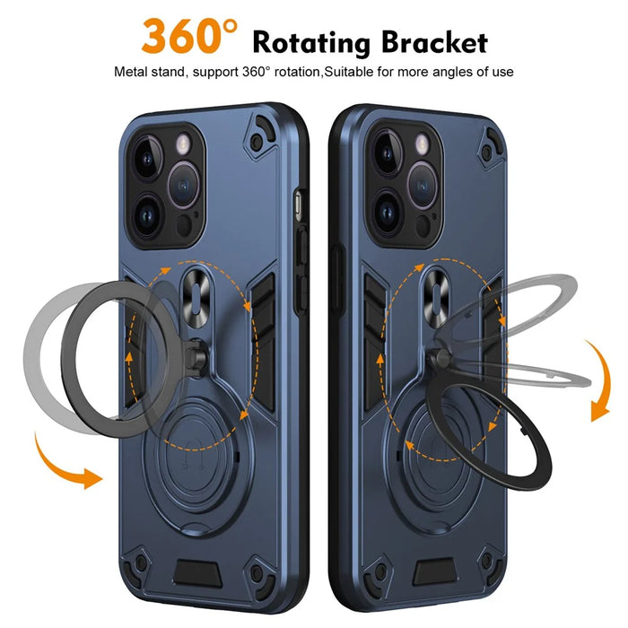 For iPhone 14 Pro Max Case Rotatable Kickstand PC+TPU Drop Protection Phone Cover - Blue - 2