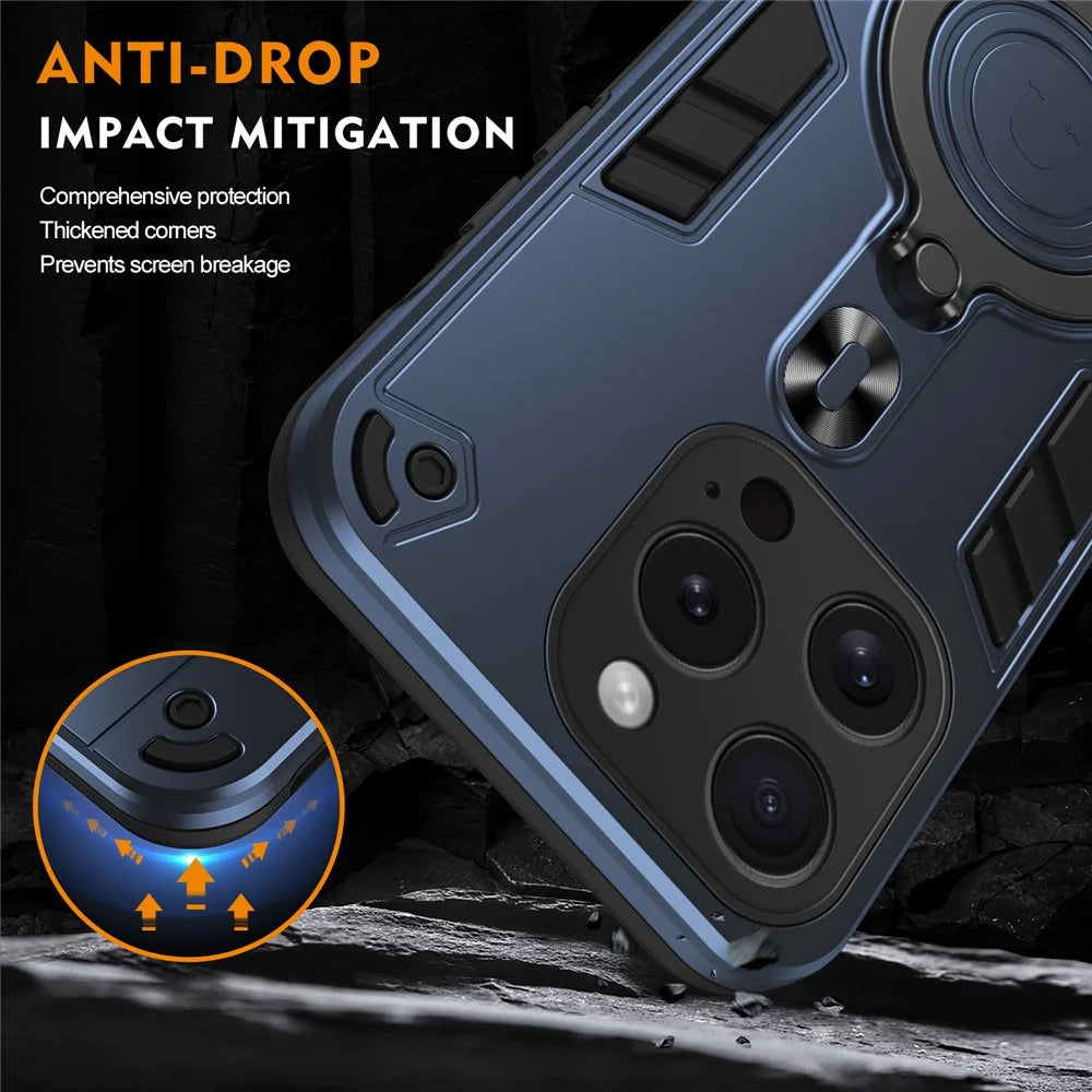 For iPhone 15 Pro Case Rotatable Kickstand PC+TPU Drop Protection Phone Cover - Blue - 7