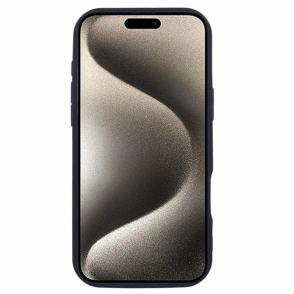 For iPhone 16 Case Grooved Design TPU Anti-Slip Phone Cover - Black - 2