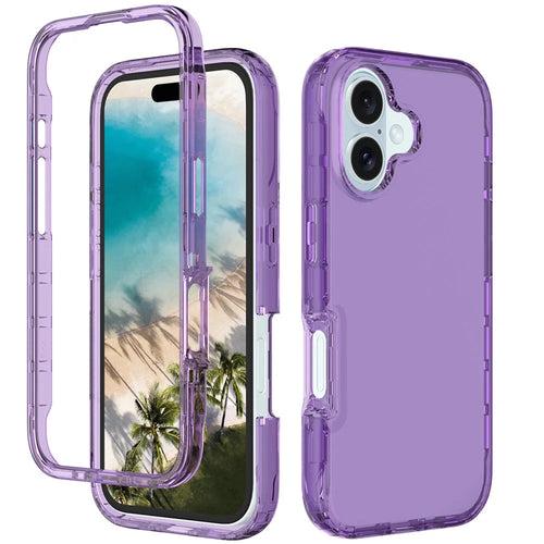 For iPhone 16 Plus Case Shockproof TPU+PC Hybrid Phone Cover - Purple - 1