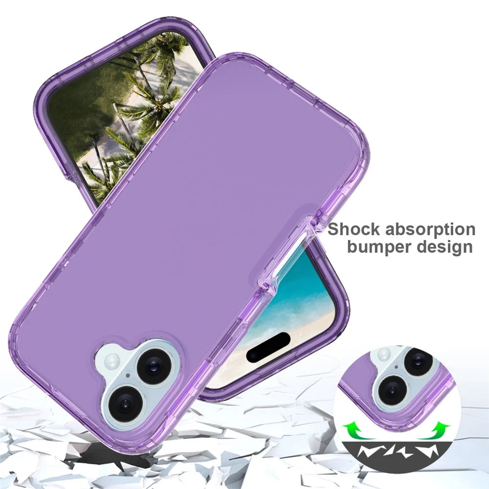 For iPhone 16 Plus Case Shockproof TPU+PC Hybrid Phone Cover - Purple - 3