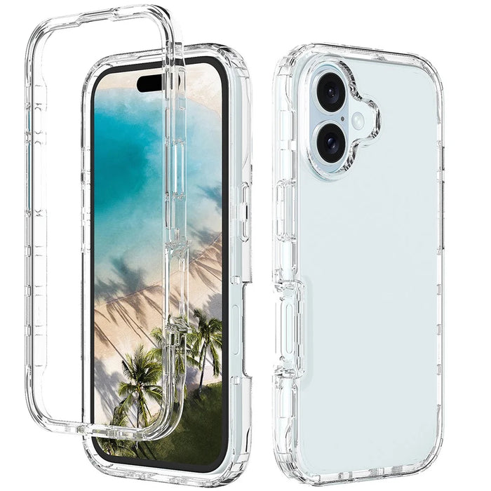 For iPhone 16 Case Shockproof TPU+PC Hybrid Phone Cover - Transparent - 1