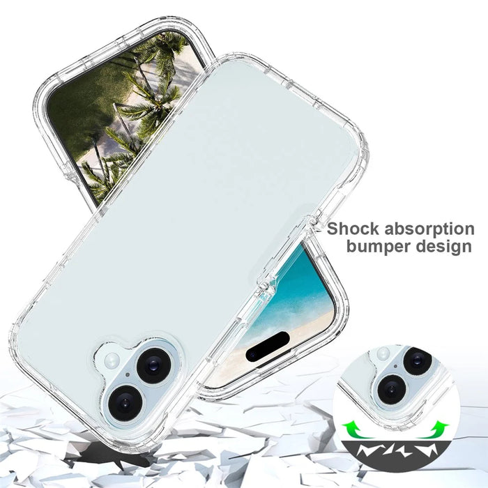 For iPhone 16 Case Shockproof TPU+PC Hybrid Phone Cover - Transparent - 4