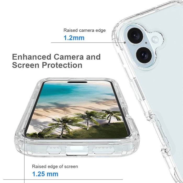 For iPhone 16 Case Shockproof TPU+PC Hybrid Phone Cover - Transparent - 5