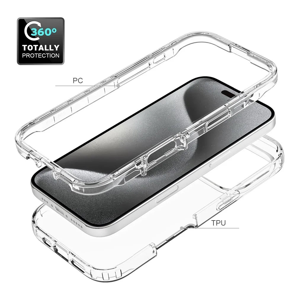 For iPhone 16 Pro Case Shockproof TPU+PC Hybrid Phone Cover - Transparent - 4
