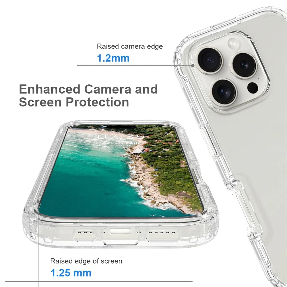 For iPhone 16 Pro Case Shockproof TPU+PC Hybrid Phone Cover - Transparent - 6