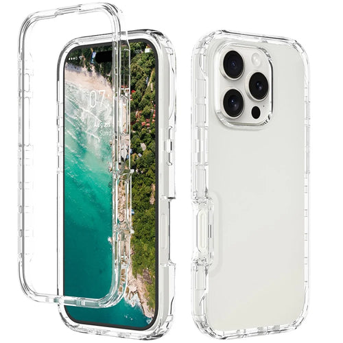 For iPhone 16 Pro Max Case Shockproof TPU+PC Hybrid Phone Cover - Transparent - 1