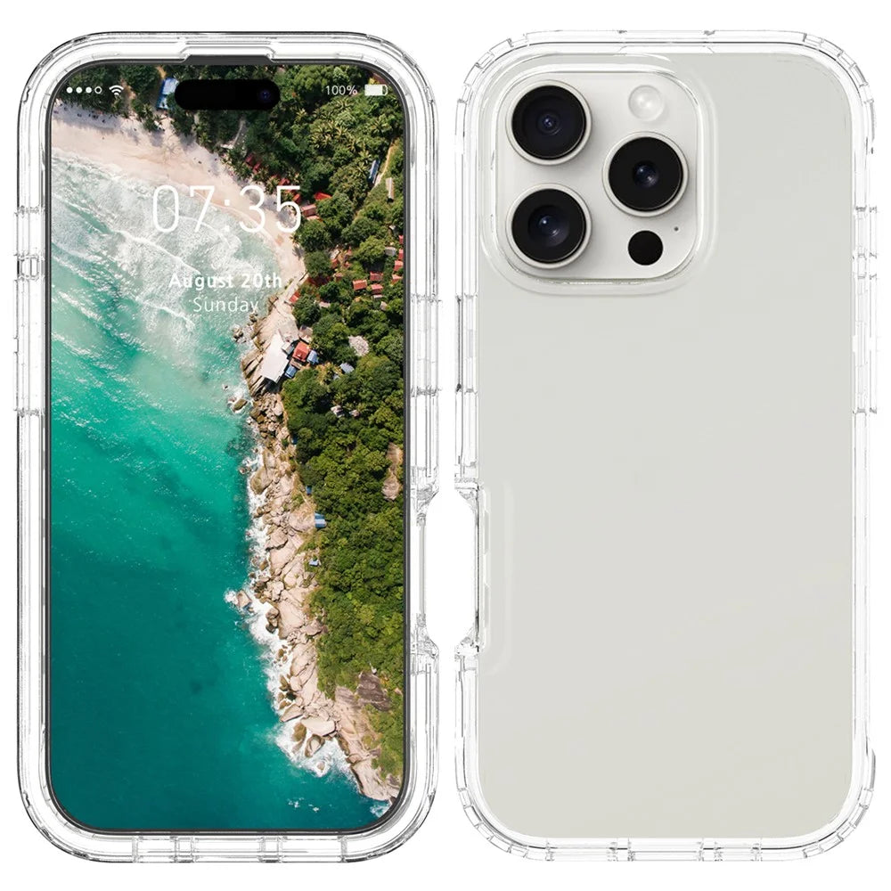For iPhone 16 Pro Max Case Shockproof TPU+PC Hybrid Phone Cover - Transparent - 2